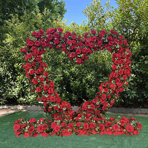 도매 신상품 우아한 모던 실크 인조 장미 하트 모양 꽃 아치 스탠드 2m 웨딩 무대 배경 장식 - Product Image 1