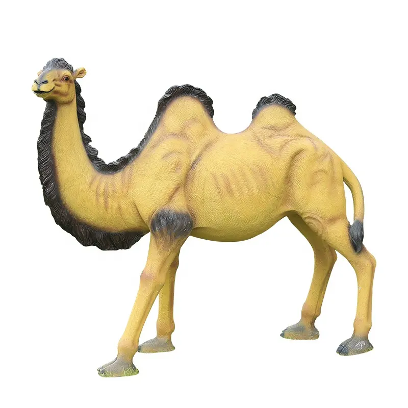Realistic Fiberglass Hand Crafted Garden Outdoor Animal Life Size Camel Statue Park Decoration Sculpture