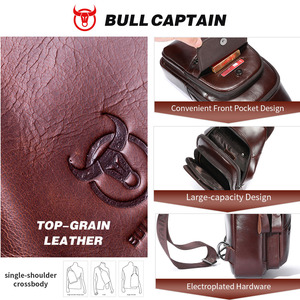 Sac de poitrine en cuir BULLCAPTAIN pour hommes, sac de randonnée en plein air, sac à bandoulière, sac à dos avec port de charge USB, OEM ODM - Product Image 3