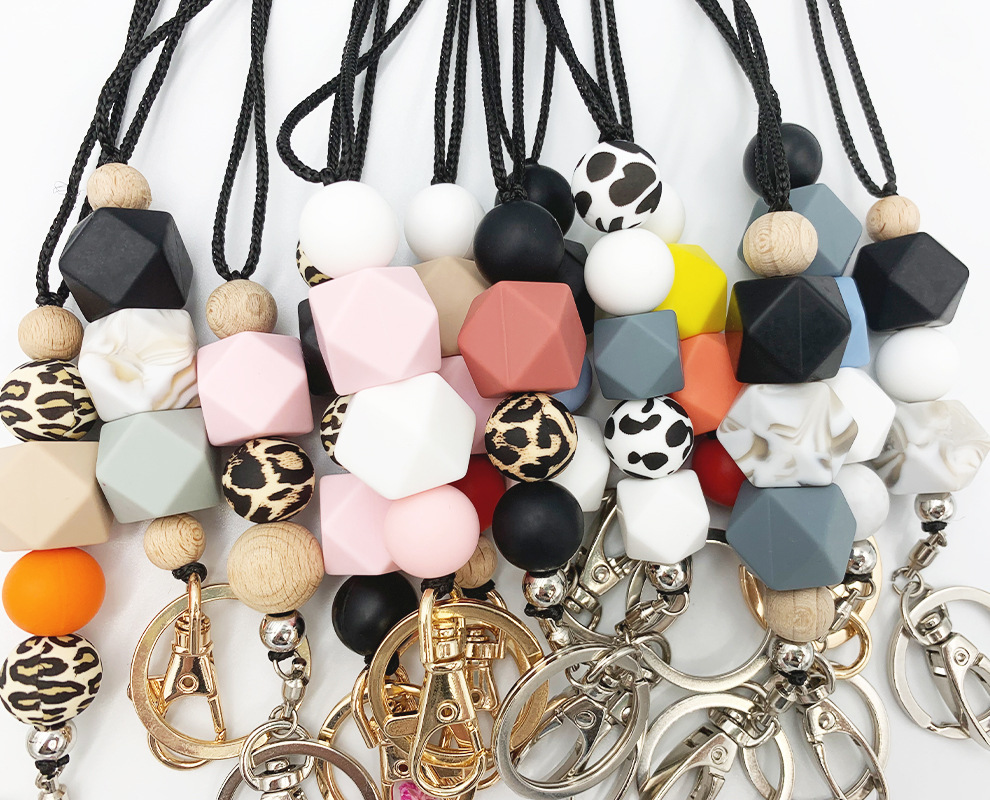 Customized Silicone Beaded Breakaway Bohemian Book Lanyard ID Card Holder Key Lanyard Gift for Teacher Image 4