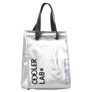 OEM Fashionable Design Neoprene Silvery PU lining Insulated Lunch Bag Reusable and Easy to Carry Lunch Tote Bag for Food Drink