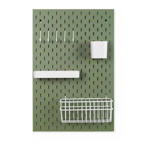 Pegboard Multifunctional Storage <b>Board</b> Wall Mounted Square Hole Punch Free Natural Wood Color Rectangle 1 Layer - Product Image 5