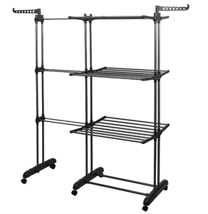 Heavy Duty 4 Tier <strong>Clothes</strong> <strong>Drying</strong> Stand, <strong>Foldable</strong> Metal Laundry <strong>Drying</strong> <strong>Rack</strong> Space Saving Rolling <strong>Clothes</strong> <strong>Rack</strong> with Wheels - Product Image 4