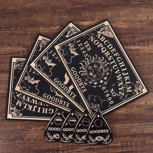 Wooden <b>Spirit</b> Board Set With Planchette Rectangle Rustic Design For Home Decoration Halloween - Product Image 1