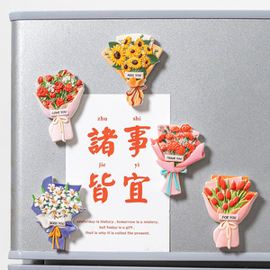Imanes Decorativos para Refrigerador con Diseño de Flores 3D, Tulipanes y Rosas, Adhesivos Magnéticos para Refrigeradores, Aires Acondicionados y Decoración del Hogar - Product Image 1