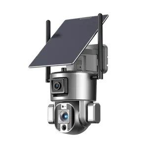 Caméra de sécurité extérieure IP solaire WiFi 8MP 4K Zoom 10X 4MP PTZ double objectif Caméras de vidéosurveillance sans fil CCTV dôme de vitesse P2P