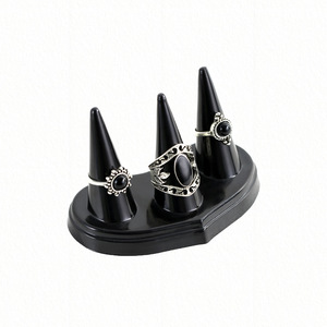 Black Three Finger Ring Holder Cone Shape Jewelry Display Rack Storage Stand For Rings Showcases Accessories - Product Image 5