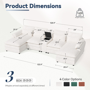 Sofá Seccional Modular en Forma de L con Portavasos con Carga USB, Tapizado en Tela, con Espacio de Almacenamiento, para Hotel o Apartamento - Product Image 6