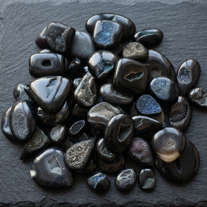 Vente en gros de cabochons d'agate noire naturelle Druzy, pierres précieuses en vrac, tranche de 6 mm de hauteur, pour la fabrication de bijoux MAHNAJ GEMS JAIPUR - Product Image 2