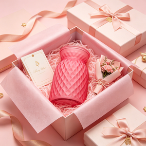 Vase en verre diamanté givré rose et jaune à large ouverture pour la décoration de la maison, des tables de mariage, vase à <span class=keywords><strong>fleurs</strong></span> moderne en verre - Product Image 2