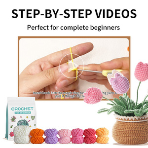 Bohe fácil de hacer Diy hilo de algodón semiacabado mezcla de hilo ganchillo animal kit amigurumis DIY set 5 uds Kit de ganchillo <span class=keywords><strong>para</strong></span> <span class=keywords><strong>principiantes</strong></span> - Product Image 3