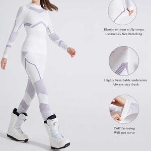 Ensemble de <span class=keywords><strong>ski</strong></span> thermique basique pour femmes, 2 pièces, combinaison respirante en tissu tricoté, coupe ajustée, vêtements de sport pour le <span class=keywords><strong>ski</strong></span> en plein air - Product Image 2