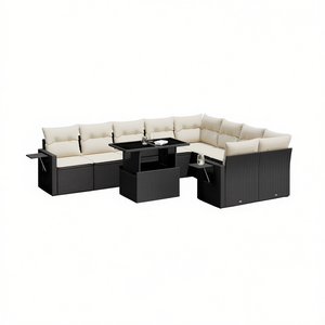 Black Garden <b>Sofa</b> Set D0100XFYEQX Outdoor Furniture UV Resistant PE <b>Rattan</b> High Density Foam Cushions Contemporary Design - Product Image 1