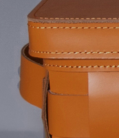 Boîte de rangement de panier tissé en cuir de selle SN-154orange boîte de coffre avec couvercle aclic Double poignée boîte de coffre faite à la main