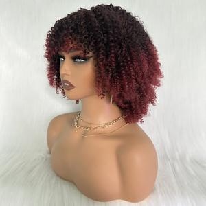 Perruque Sans Colle X-TRESS <span class=keywords><strong>Haute</strong></span> Qualité en Fibre Synthétique à Dentelle pour Femmes Noires, Cheveux Longs Frisés Crépus Style Afro Bomb Avec Frange - Product Image 5