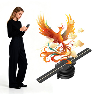 Xách tay <span class=keywords><strong>3D</strong></span> Hologram Fan chiếu <span class=keywords><strong>mini</strong></span> kích thước 14cm Holographic Fan Độ phân giải cao 128 <span class=keywords><strong>Led</strong></span> Hologram Fan - Product Image 1