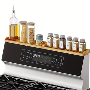 Bamboo oven <b>rack</b>, stovetop <b>kitchen</b> <b>storage</b> <b>rack</b>, oven spice <b>rack</b>, no installation required, percussion bean <b>storage</b>. - Product Image 1