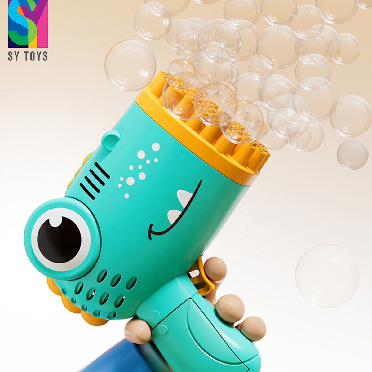 SY игрушки новый дизайн 40 отверстий пузырь пистолет игрушки мультфильм Динозавр Gatling полностью автоматическая машина для выдувания пузырей