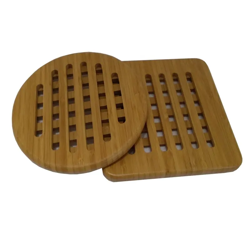 BSCI Factory Bamboo Trivet Set Solid Wood Cup Mat
