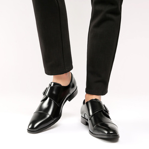 Mocassins de luxe pour hommes de style britannique, à bout carré, en cuir, à enfiler, avec bride de moine, grandes tailles, pour le bureau et les mariages - Product Image 5