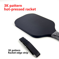 Raquette de pickleball 3K à motif alvéolé en PP pressé à chaud, noyau 16 mm, durable, sans bordure, pour un jeu plus efficace et divertissant