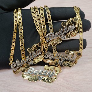 Collane con targhette personalizzate placcate in oro 18K con nome 3D collana di donne <span class=keywords><strong>gioielli</strong></span> per donne <span class=keywords><strong>gioielli</strong></span> regali - Product Image 3