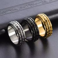 Bague rotative en acier inoxydable pour homme, motif écaille de dragon mythique, style punk cool, bijoux motard nordique