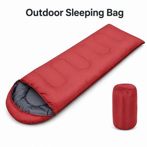 Lightweight Rectangular Hooded Outdoor Camping Envelope <b>Sleeping</b> <b>Bag</b> With Compression Sack for Hiking Travel - Product Image 1