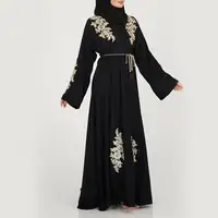 2019 elegante Robe Projeto Muçulmano Diária Mulheres Jubah Abaya Projeta Dubai Para Preto