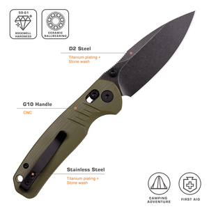 Xinbigo mới gấp túi dao ngoài trời EDC tiện ích công cụ G10 màu xanh lá cây xử lý cắm trại dao - Product Image 2