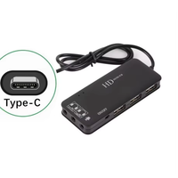 HUB USB2.0 Type-C à 3 ports + carte son virtuelle HD7.1, double prise audio CTIA/OMTP 3,5 mm, Plug&Play sans pilote pour ordinateur portable