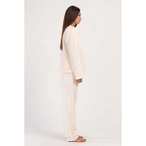 Conjunto de Pijama de Manga Larga para Mujer, con Logotipo Personalizado, Cuello en V, Cintura Elástica, Estampado Transpirable, para Uso Doméstico, Invierno, Suministro ODM - Product Image 2