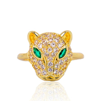 Gemnel mode diamant plaqué or 925 bijoux en argent sterling bagues léopard animal