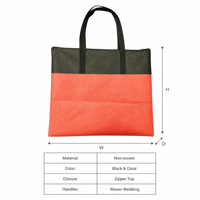 Sac fourre-tout robuste rouge et noir, design bicolore, réutilisable, avec poignées robustes, logo personnalisé, vente en gros