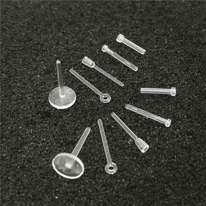 Postes para pendientes de resina transparente con fundas de plástico para hacer joyas DIY, forma redonda, 10 unidades - Product Image 1