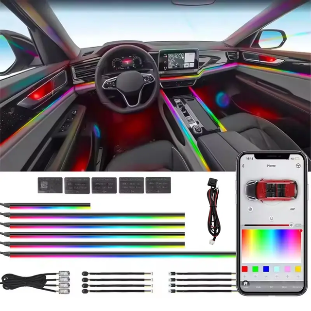 RGB LED Auto Interior Lighting Ambient Atmosphere Light for Car Door Frame Windows Invisible Magic Color Interior Magic Lighting