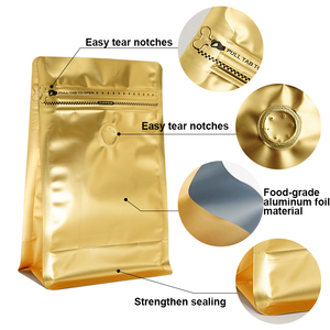 Bolsa de Café de Plástico con Fondo Plano, Reutilizable, de 250g, 500g, 1kg, con Válvula y Cierre Hermético, Acabado Mate o Brillante - Product Image 6
