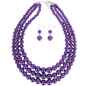 सस्ते चीनी चोकर पार्टी गोल आकार मोती गहने हार और बालियां - Product Image 6