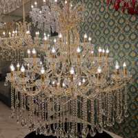 Lustre en cristal de luxe européen, grand modèle, noir, pour mariage, salle de banquet, villa, escalier, hôtel, décoration
