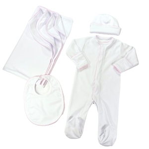 Ropa de Recién Nacido, Mono con Monograma, 100% Algodón Blanco, Ribete Picot, Traje para Llegada del Bebé, Regalo Suave para Baby Shower - Product Image 3