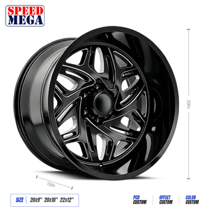 ล้อแม็กซ์ SPEED MEGA สีดำ ขนาด 20x10 นิ้ว แบบกำหนดเอง PCD Offset สำหรับรถกระบะ SUV อัพเกรดสำหรับงานหนัก - Product Image 1