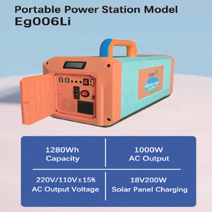 สถานีไฟฟ้าพกพา 1000W คลื่นไซน์บริสุทธิ์ 1280Wh LiFePO4 เครื่องกำเนิดพลังงานแสงอาทิตย์ 220V/110V AC สำหรับตั้งแคมป์กลางแจ้ง ใช้สำรองไฟบ้าน รองรับพลังงานแสงอาทิตย์ 18V - Product Image 1