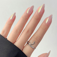 Faux ongles de luxe en amande à presser, avec strass, ligne métallique, paillettes dorées, avec colle, OEM ODM, emballage personnalisé avec logo