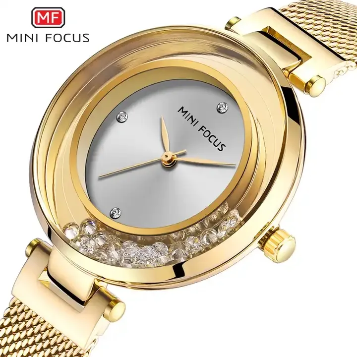 Jam tangan wanita kustom desain fokus Mini jam tangan wanita gelang baja tahan karat berlian kasual jam tangan wanita quartz kedap air