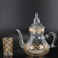 Set Perlengkapan Minum Kaca Grosir, Set Air Minum Kaca Food Grade Gaya Nordic, Set Pitcher dengan Tutup, Teko dan Cangkir Teh