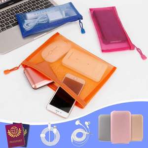 Vibrant <b>Nylon</b> <b>Plastic</b> Document <b>Bag</b> with Zip Lock Durable and Reusable Mesh Zipper Pouch Travel Essentials Organizer Folder <b>Bag</b> - Product Image 5