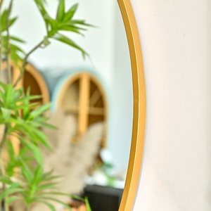 Rustic Eco-friendly Golden Color Metal Framed <b>Wall</b> Hanging <b>Mirror</b> Wholesale Iron Material Flower Design - Product Image 5