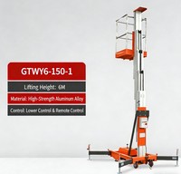Plateforme élévatrice à ciseaux électrique HZHI à double mât en alliage d'aluminium, hauteur 10-12m, charge 250kg, vitesse 3-5m/min, avec stabilisateurs cachés, 4 personnes