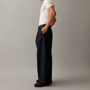 Nouveau <span class=keywords><strong>Jean</strong></span> Baggy Décontracté Indigo pour Homme 2026 en Denim Brut Plissé, Coupe Haute et Jambe Large, Idéal pour le Quotidien - Product Image 2