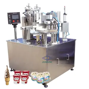 Induction Automatic Rotary Ice Cream / Jelly / Yogurt / Liquid Cup Filling And Sealing Machine